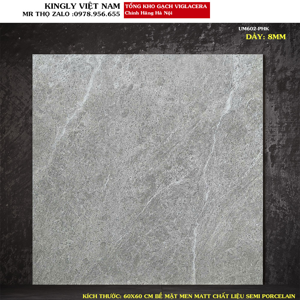 Gạch lát nền vân xi măng 60x60 Viglacera UM602 A1